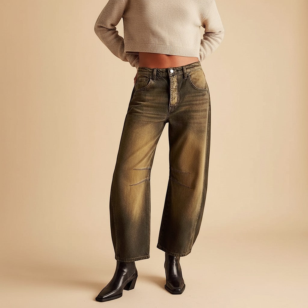 Selara Bay | Women's Leopard Print Wide Leg Jeans