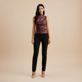 Selara Bay | Women's Draped Mock Neck Sleeveless Top