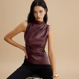 Selara Bay | Women's Draped Mock Neck Sleeveless Top