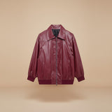 Selara Bay | Women's Oversized Zip Front Faux Leather Jacket