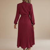 Selara Bay | Women's Pleated Tie Waist Maxi Dress