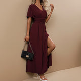 Selara Bay | Women's Wrap V-Neck Maxi Dress