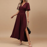 Selara Bay | Women's Wrap V-Neck Maxi Dress
