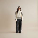 Selara Bay | Women's Contrast Trim Mock Neck Knit Sweater