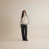 Selara Bay | Women's Contrast Trim Mock Neck Knit Sweater