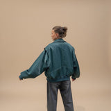 Selara Bay | Women's Oversized Zip Front Faux Leather Jacket