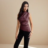 Selara Bay | Women's Draped Mock Neck Sleeveless Top