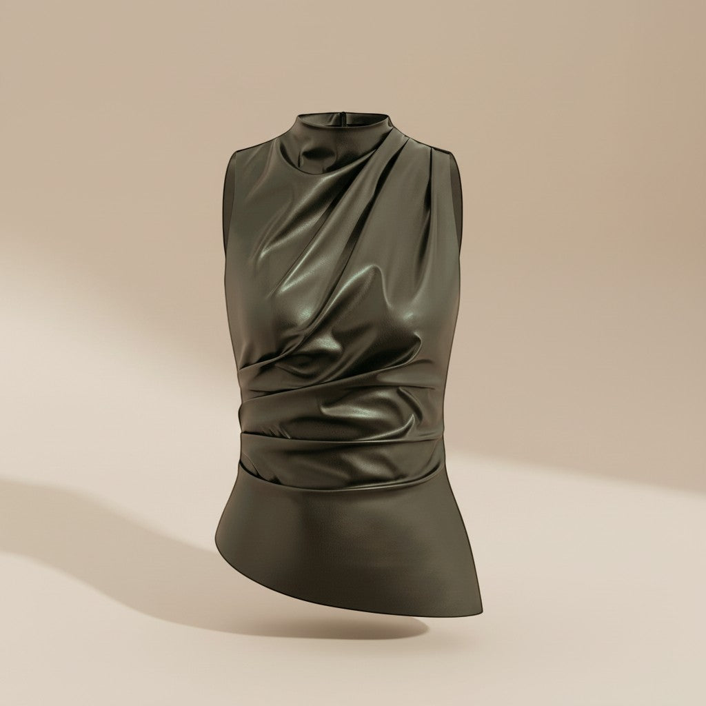 Selara Bay | Women's Draped Mock Neck Sleeveless Top