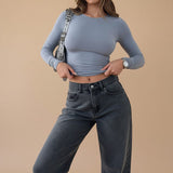 Selara Bay | Women's Long Sleeve Fitted Crew Neck Top