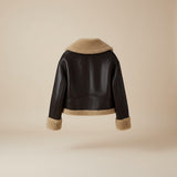 Selara Bay | Women's Faux Leather Shearling Collar Jacket