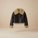 Selara Bay | Women's Faux Leather Shearling Collar Jacket