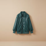 Selara Bay | Women's Oversized Zip Front Faux Leather Jacket