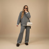 Selara Bay | Women's Knitted Sweater and Wide Leg Pants Set