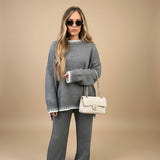 Selara Bay | Women's Knitted Sweater and Wide Leg Pants Set