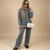 Selara Bay | Women's Knitted Sweater and Wide Leg Pants Set