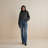 Selara Bay | Women's Contrast Trim Mock Neck Knit Sweater