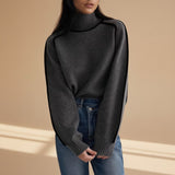 Selara Bay | Women's Contrast Trim Mock Neck Knit Sweater