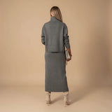 Selara Bay | Women's Turtleneck Sweater and Midi Skirt Set