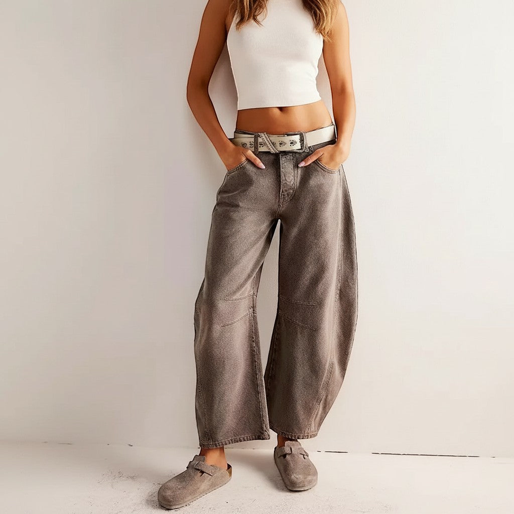 Selara Bay | Women's Leopard Print Wide Leg Jeans