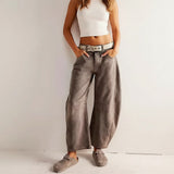Selara Bay | Women's Leopard Print Wide Leg Jeans