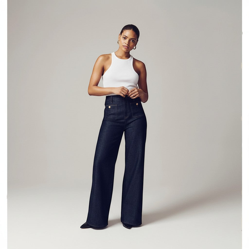 Selara Bay | Women's High Waist Wide Leg Jeans
