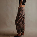 Selara Bay | Women's Leopard Print Wide Leg Jeans