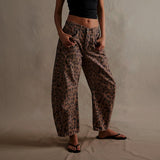 Selara Bay | Women's Leopard Print Wide Leg Jeans