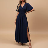 Selara Bay | Women's Wrap V-Neck Maxi Dress