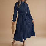 Selara Bay | Women's Pleated Tie Waist Maxi Dress