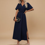 Selara Bay | Women's Wrap V-Neck Maxi Dress