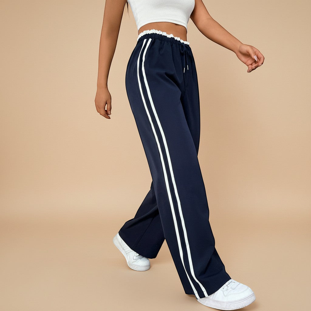 Selara Bay | Women's Wide Leg Side Stripe Track Pants