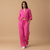 Selara Bay | Women's Button Shirt and Wide Leg Pants Set