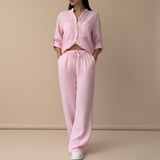 Selara Bay | Women's Button Shirt and Wide Leg Pants Set
