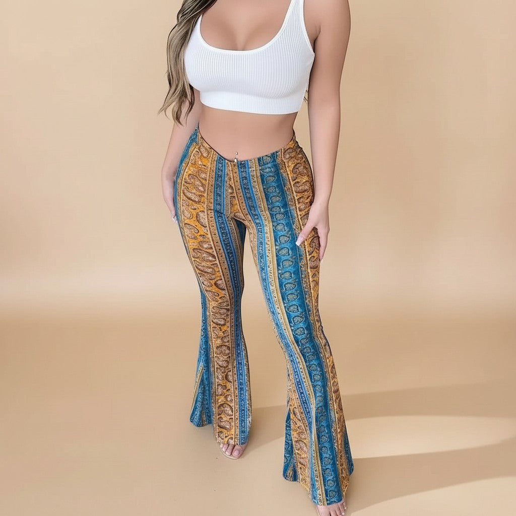 Selara Bay | Women's Printed Flare Leg Pants