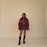 Selara Bay | Women's Oversized Zip Front Faux Leather Jacket