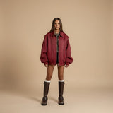 Selara Bay | Women's Oversized Zip Front Faux Leather Jacket