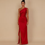 Selara Bay | Women's One-Shoulder High Slit Maxi Dress