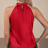 Selara Bay | Women's Satin Halter Neck Blouse