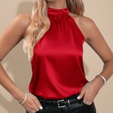 Selara Bay | Women's Satin Halter Neck Blouse