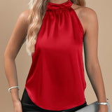 Selara Bay | Women's Satin Halter Neck Blouse