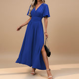 Selara Bay | Women's Wrap V-Neck Maxi Dress