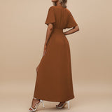 Selara Bay | Women's Wrap V-Neck Maxi Dress