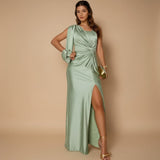 Selara Bay | Women's One-Shoulder Ruched Maxi Dress