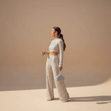 Selara Bay | Women's Sequin Fringe Top and Pants Set