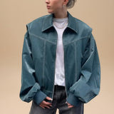 Selara Bay | Women's Oversized Zip Front Faux Leather Jacket