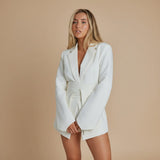Selara Bay | Women's Belted Open Front Tailored Blazer