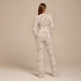 Selara Bay | Women's Lace Long Sleeve Flared Jumpsuit