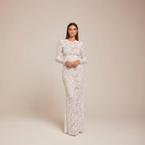 Selara Bay | Women's Lace Long Sleeve Flared Jumpsuit