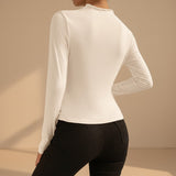 Selara Bay | Women's Ruched Long Sleeve Mock Neck Top