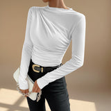 Selara Bay | Women's Ruched Long Sleeve Mock Neck Top